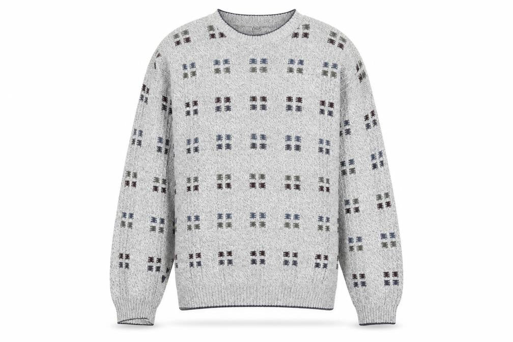 Front view of Liberty Sweaters Men's Grey XL Cotton Knit jumper