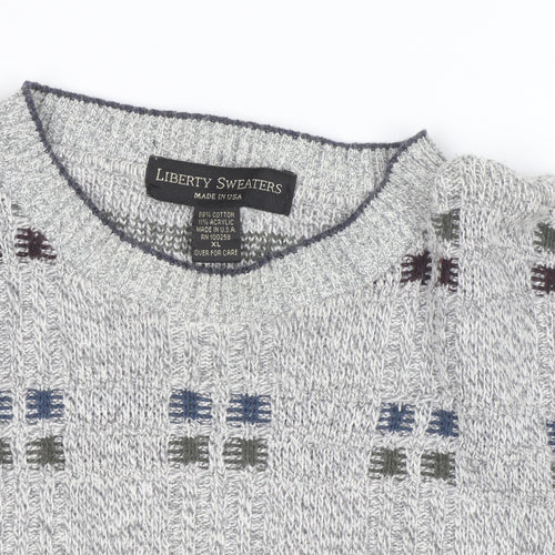 Liberty Sweaters Men's Grey XL Cotton Knit Pullover Jumper