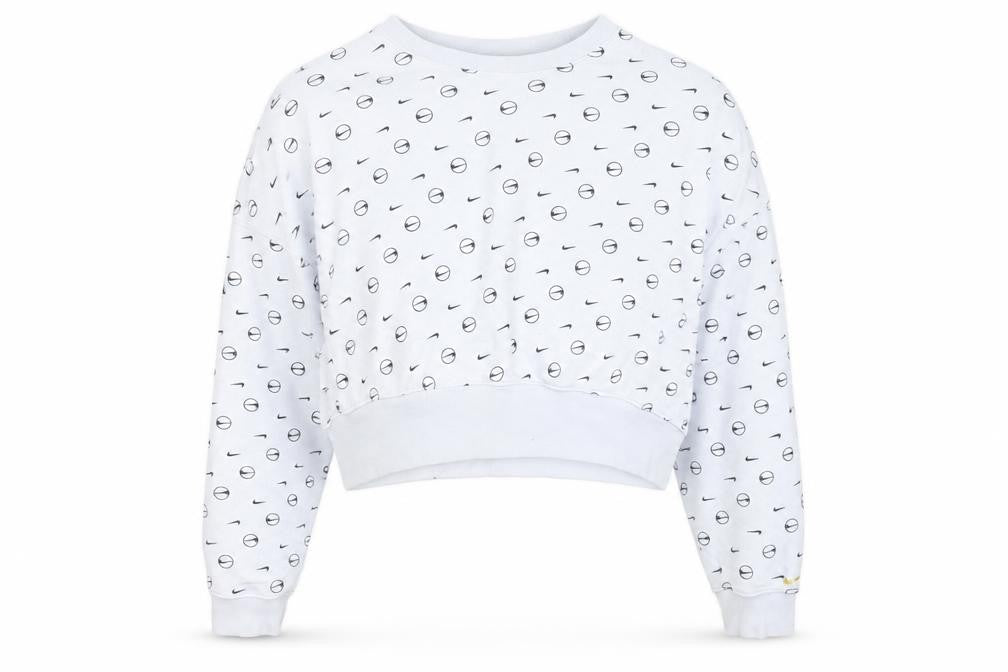 Front view of Nike Women's Light Grey Crew Neck Pullover Sweatshirt M