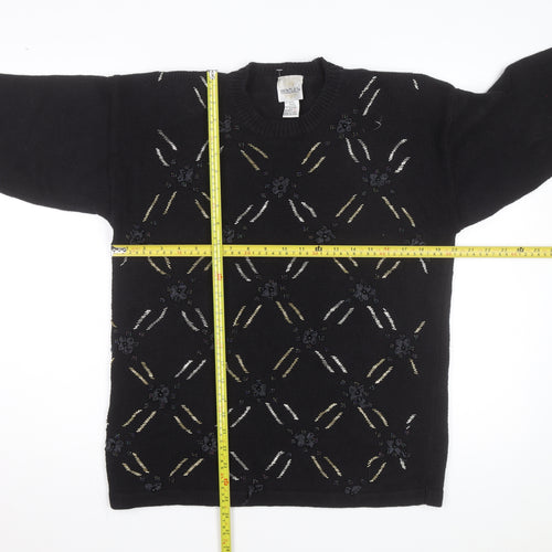 Bentley Womens Black Beaded Knit Pullover Jumper Size L