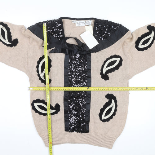 Bonnie and Bill Women’s Beige Sequin Knit Pullover Jumper Size M