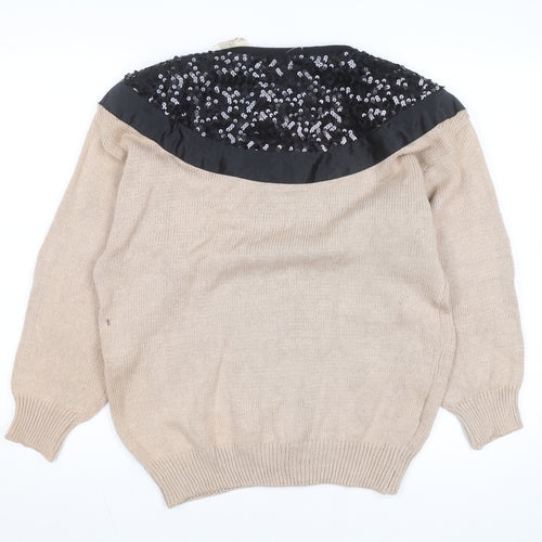 Bonnie and Bill Women’s Beige Sequin Knit Pullover Jumper Size M