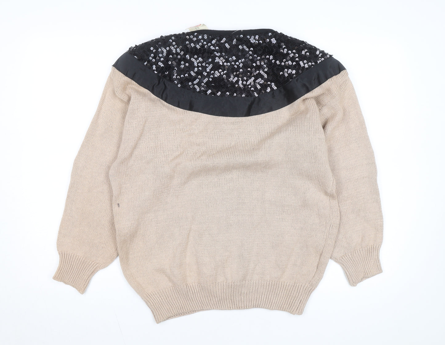 Bonnie and Bill Women’s Beige Sequin Knit Pullover Jumper Size M