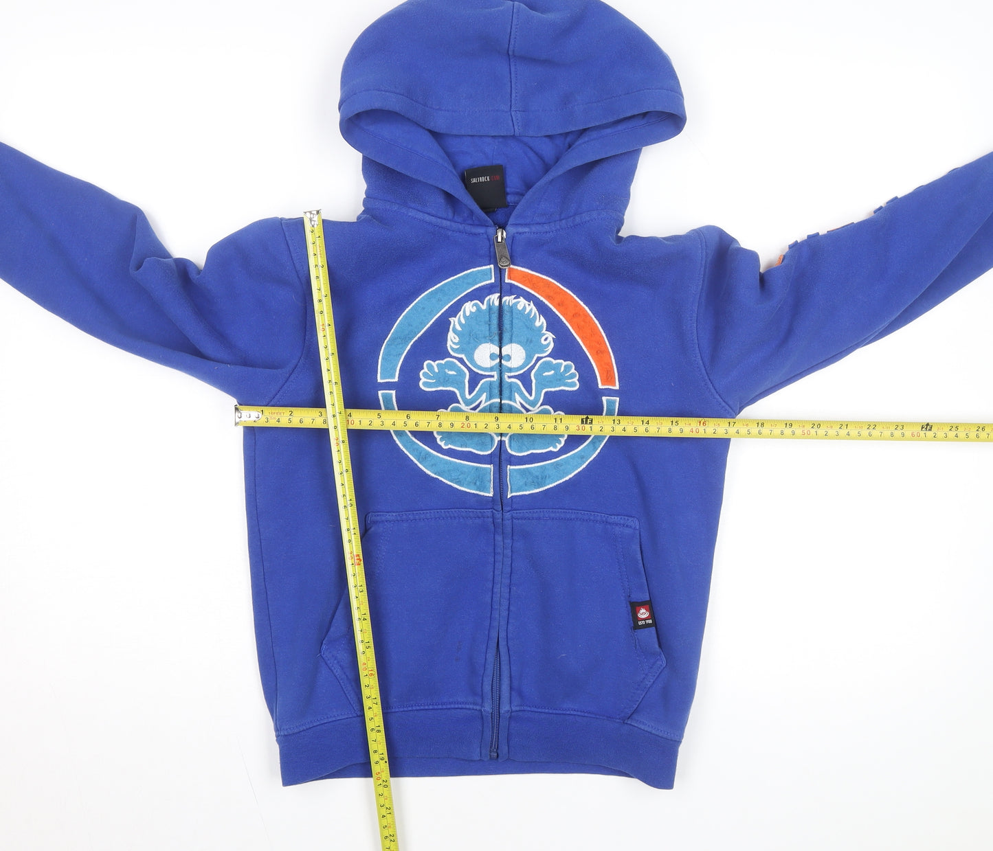 Saltrock Boys Blue Full Zip Hoodie 7-8 Years Cotton Blend Casual