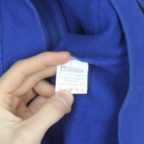 Saltrock Boys Blue Full Zip Hoodie 7-8 Years Cotton Blend Casual