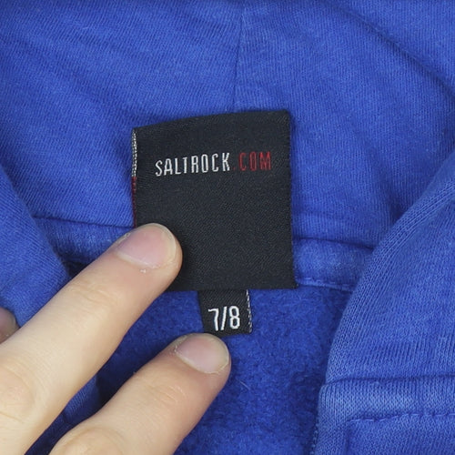 Saltrock Boys Blue Full Zip Hoodie 7-8 Years Cotton Blend Casual