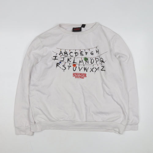Stranger Things Women White Graphic Pullover Sweatshirt XL