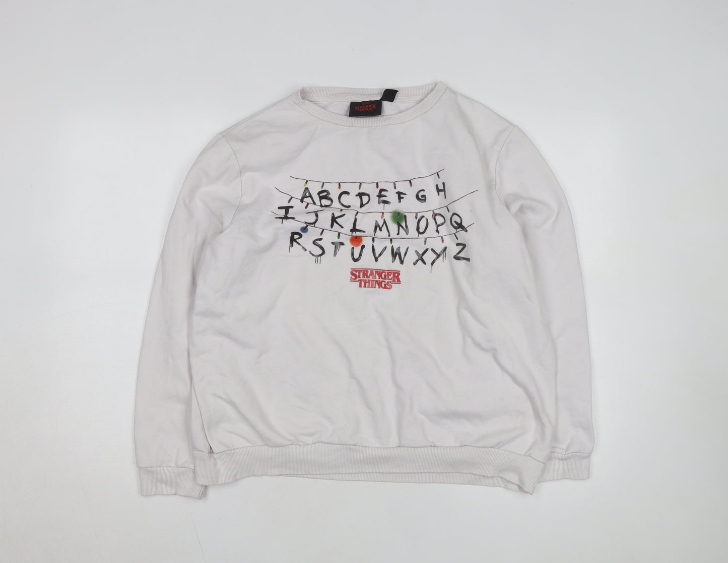 Stranger Things Women White Graphic Pullover Sweatshirt XL