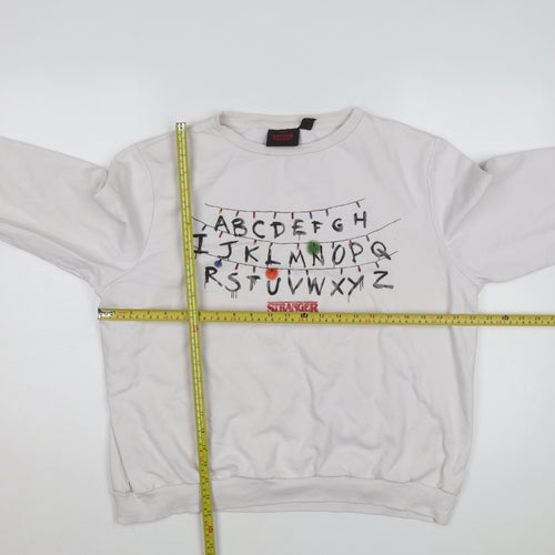 Stranger Things Women White Graphic Pullover Sweatshirt XL