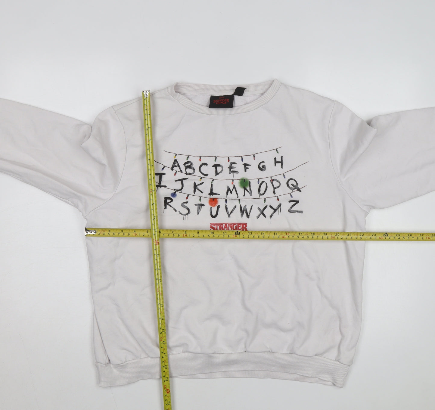 Stranger Things Women White Graphic Pullover Sweatshirt XL