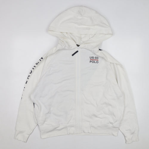 Polo Ralph Lauren Women White Track Jacket M Hooded Full Zip Sweat