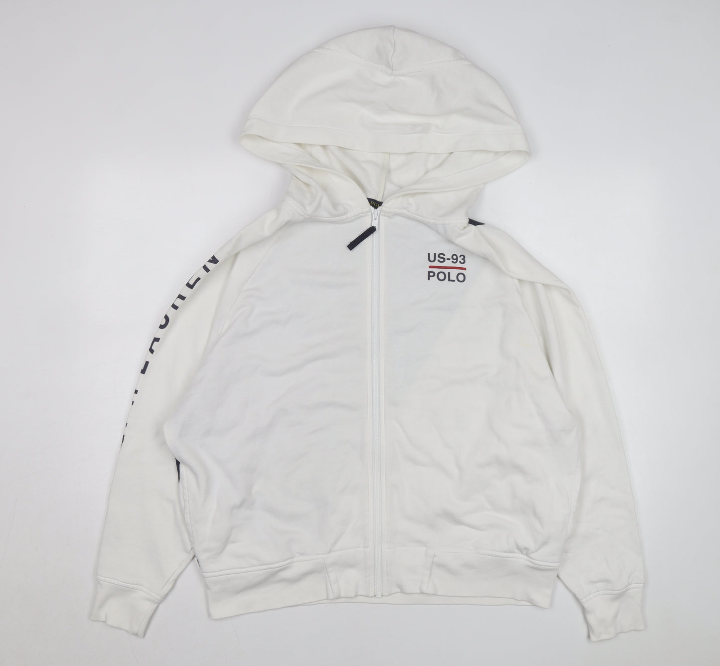 Polo Ralph Lauren Women White Track Jacket M Hooded Full Zip Sweat