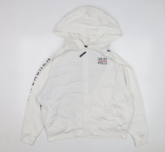 Polo Ralph Lauren Women White Track Jacket M Hooded Full Zip Sweat