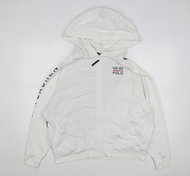 Polo Ralph Lauren Women White Track Jacket M Hooded Full Zip Sweat