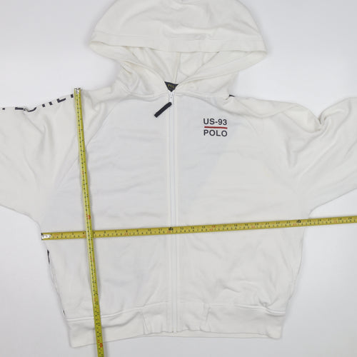 Polo Ralph Lauren Women White Track Jacket M Hooded Full Zip Sweat