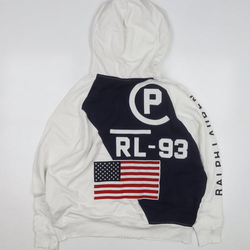 Polo Ralph Lauren Women White Track Jacket M Hooded Full Zip Sweat