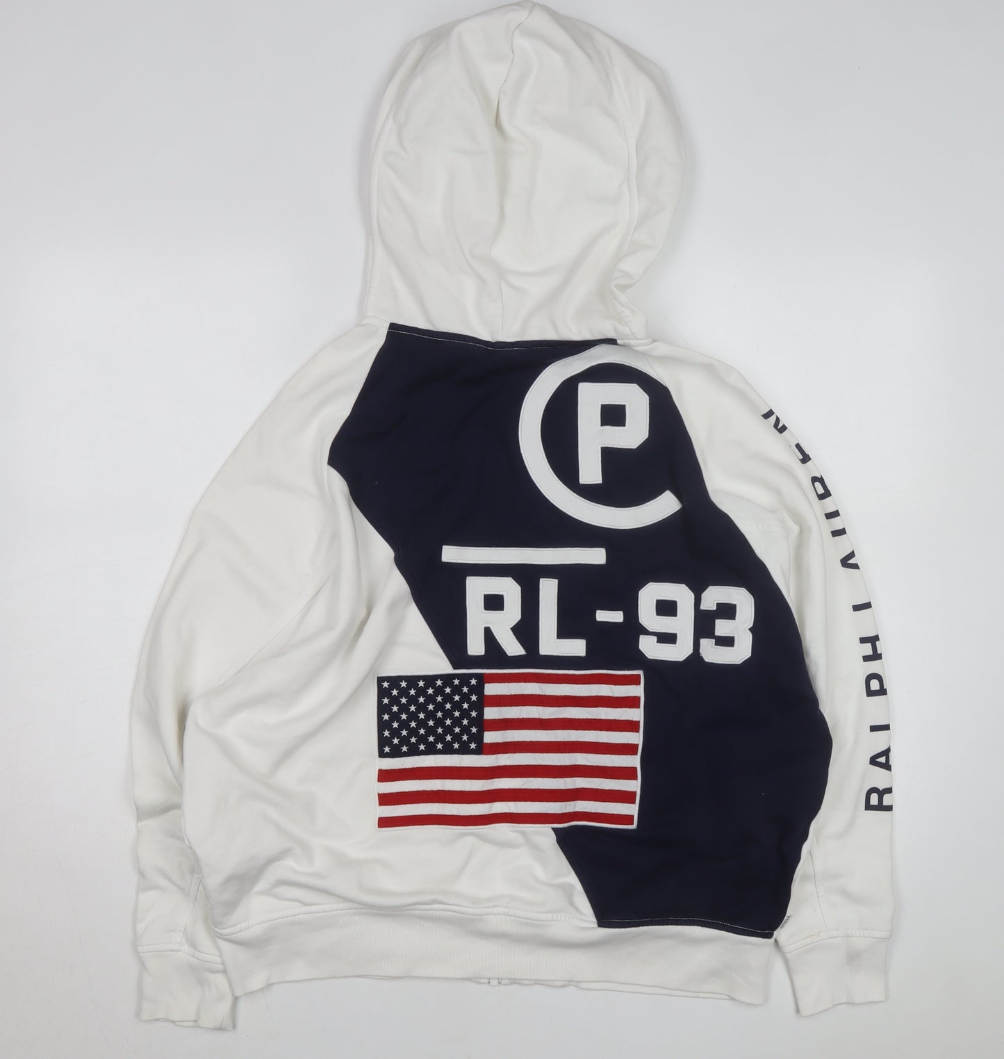 Polo Ralph Lauren Women White Track Jacket M Hooded Full Zip Sweat
