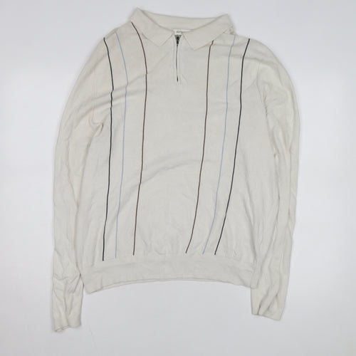 Marks and Spencer Autograph Men's Ivory Long Sleeve Knit Polo L