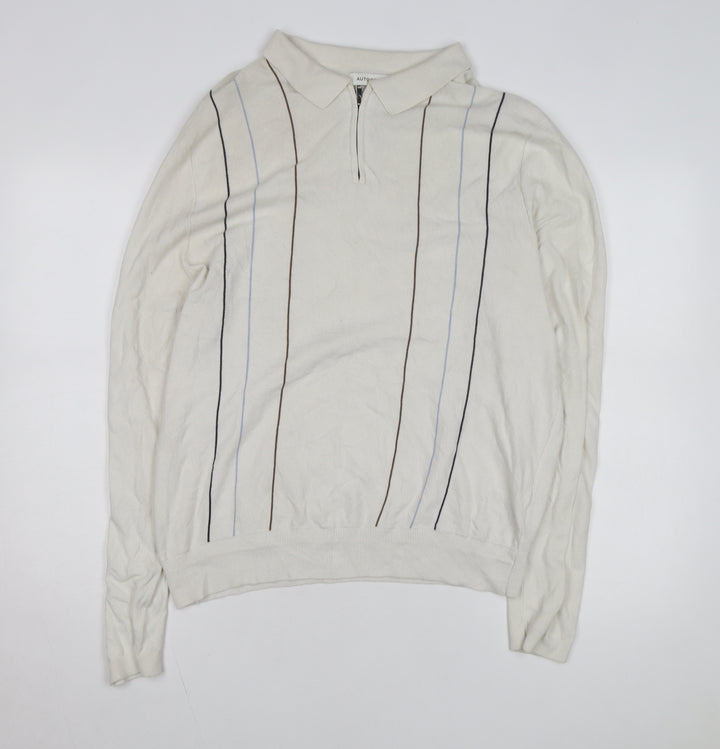 Marks and Spencer Autograph Men's Ivory Long Sleeve Knit Polo L