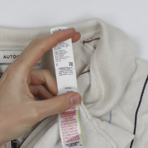 Marks and Spencer Autograph Men's Ivory Long Sleeve Knit Polo L