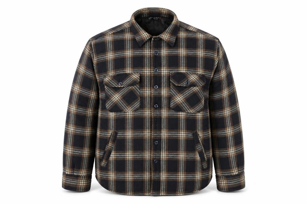 Easy Men’s Brown Check Flannel Button Jacket L