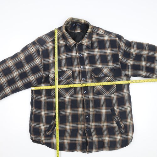 EASY Men’s Brown Check Flannel Button Jacket L