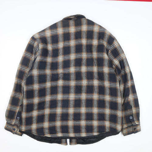 EASY Men’s Brown Check Flannel Button Jacket L