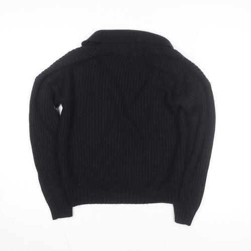 Brave Soul Womens Black Chunky Knit Button Cardigan L