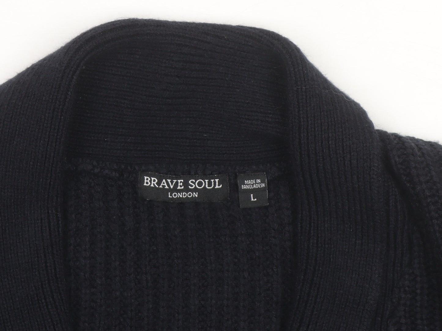 Brave Soul Womens Black Chunky Knit Button Cardigan L