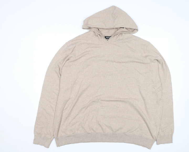 Burton Menswear Beige Cotton Hooded Pullover Jumper 4XL Unisex