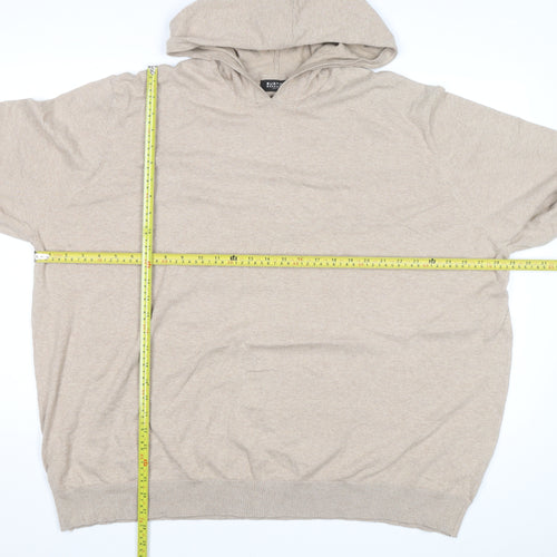Burton Menswear Beige Cotton Hooded Pullover Jumper 4XL Unisex