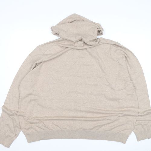 Burton Menswear Beige Cotton Hooded Pullover Jumper 4XL Unisex