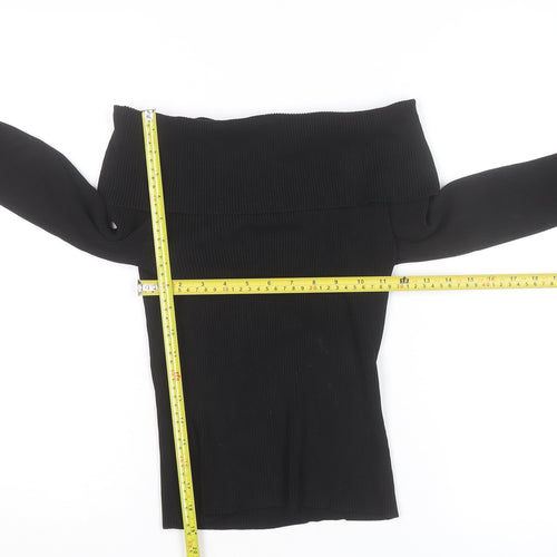 H&M Women’s Black Off Shoulder Long Sleeve Knit Top Size 12