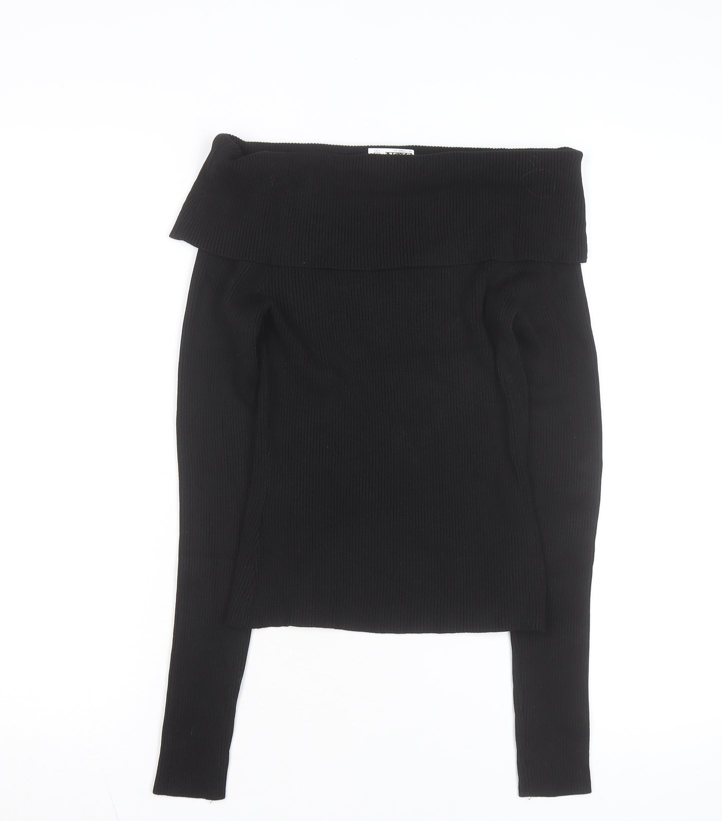 H&M Women’s Black Off Shoulder Long Sleeve Knit Top Size 12