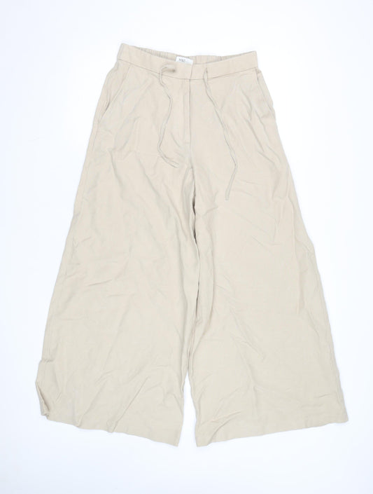 Marks and Spencer Womens Beige Wide-Leg Trousers Size 10 Regular