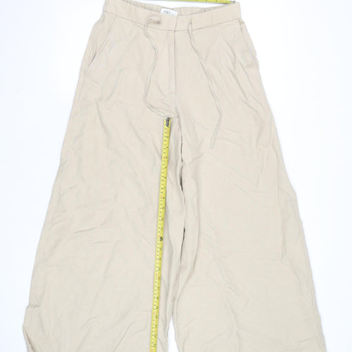 Marks and Spencer Womens Beige Wide-Leg Trousers Size 10 Regular