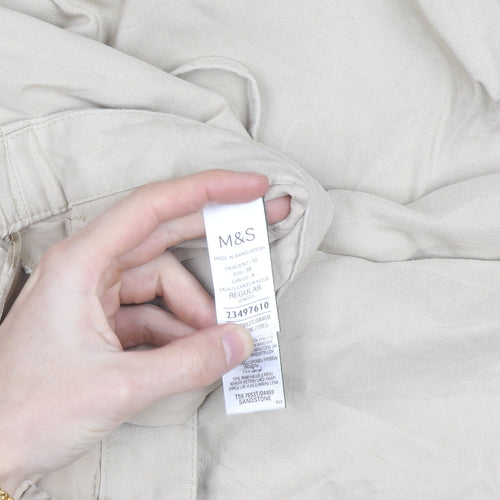 Marks and Spencer Womens Beige Wide-Leg Trousers Size 10 Regular