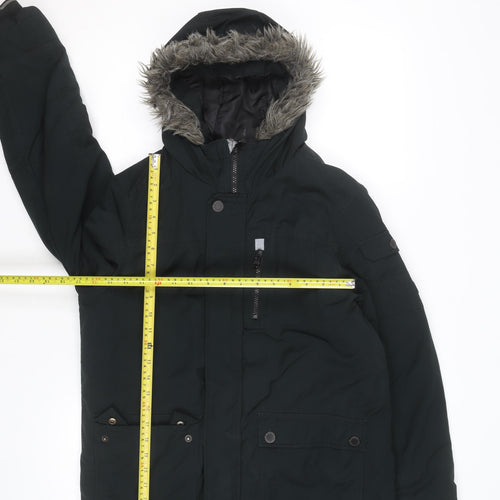 Next Boys Black 14 Years Hooded Faux Fur Trim Padded Winter Parka Coat
