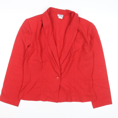 Bedford Fair Women's Red Blazer L Single-Breasted Classic Jacket