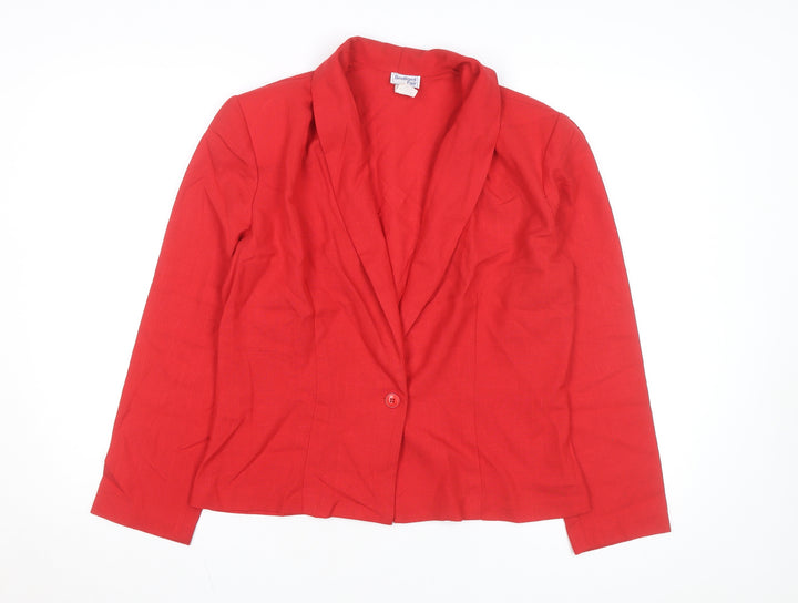 Bedford Fair Women's Red Blazer L Single-Breasted Classic Jacket