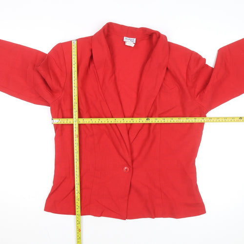 Bedford Fair Women's Red Blazer L Single-Breasted Classic Jacket
