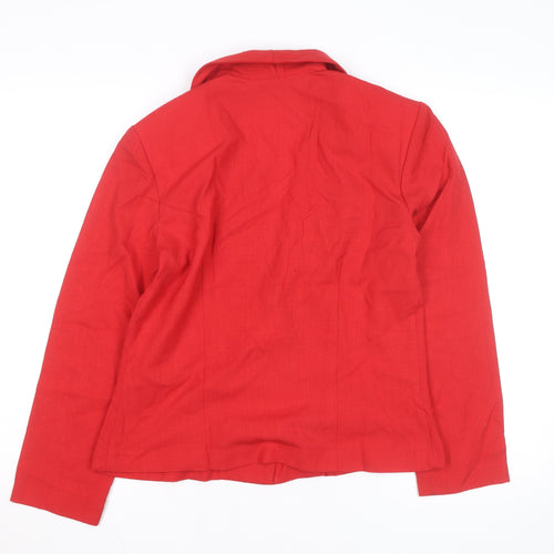 Bedford Fair Women's Red Blazer L Single-Breasted Classic Jacket