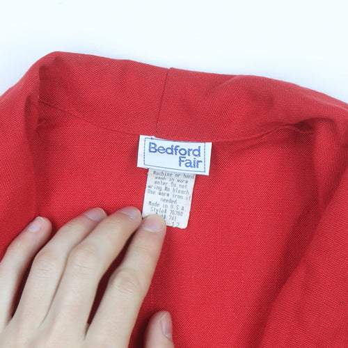 Bedford Fair Women's Red Blazer L Single-Breasted Classic Jacket