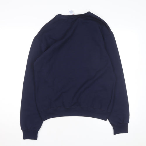 Jerzees Men Blue Christmas Graphic Pullover Sweatshirt S