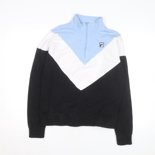 Fila Men's Black Blue White Small Colourblock 1/4 Zip Track Jacket