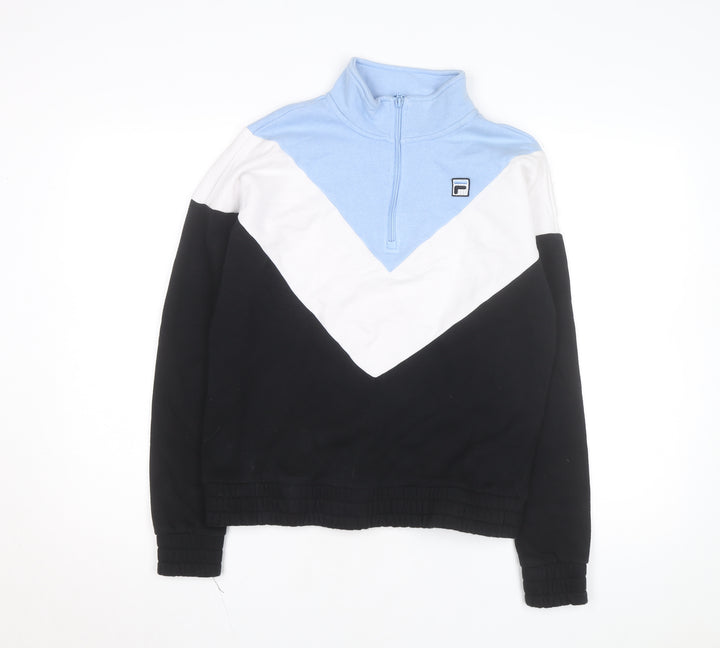 Fila Men's Black Blue White Small Colourblock 1/4 Zip Track Jacket