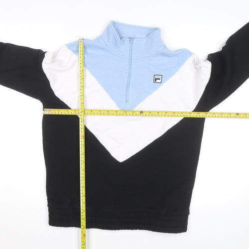 Fila Men's Black Blue White Small Colourblock 1/4 Zip Track Jacket