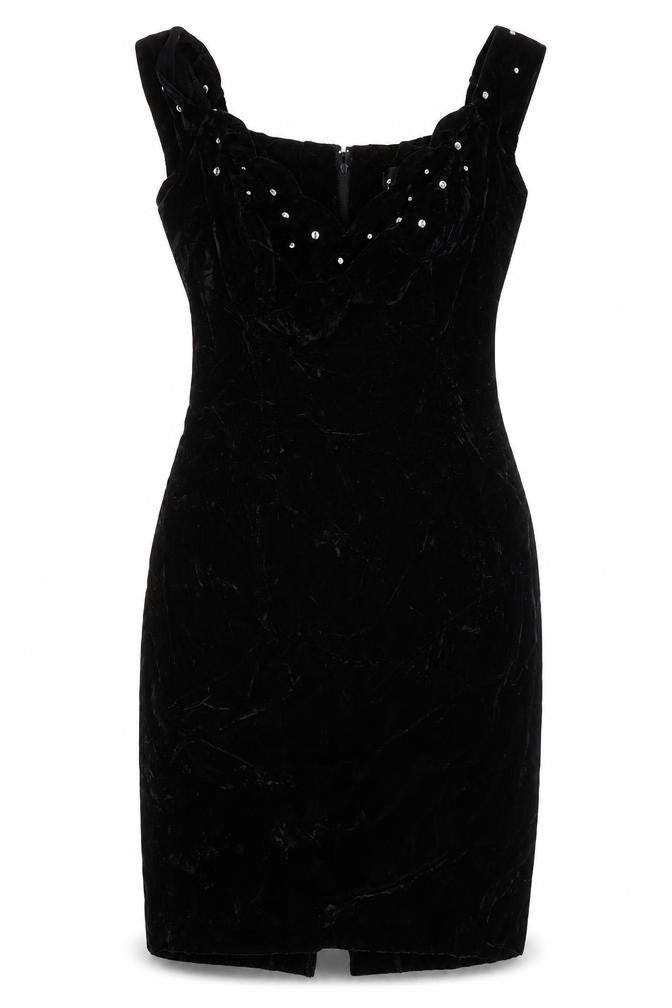 Molly Malloy Women’s Black Velvet Beaded Bodycon Party Dress Size 8