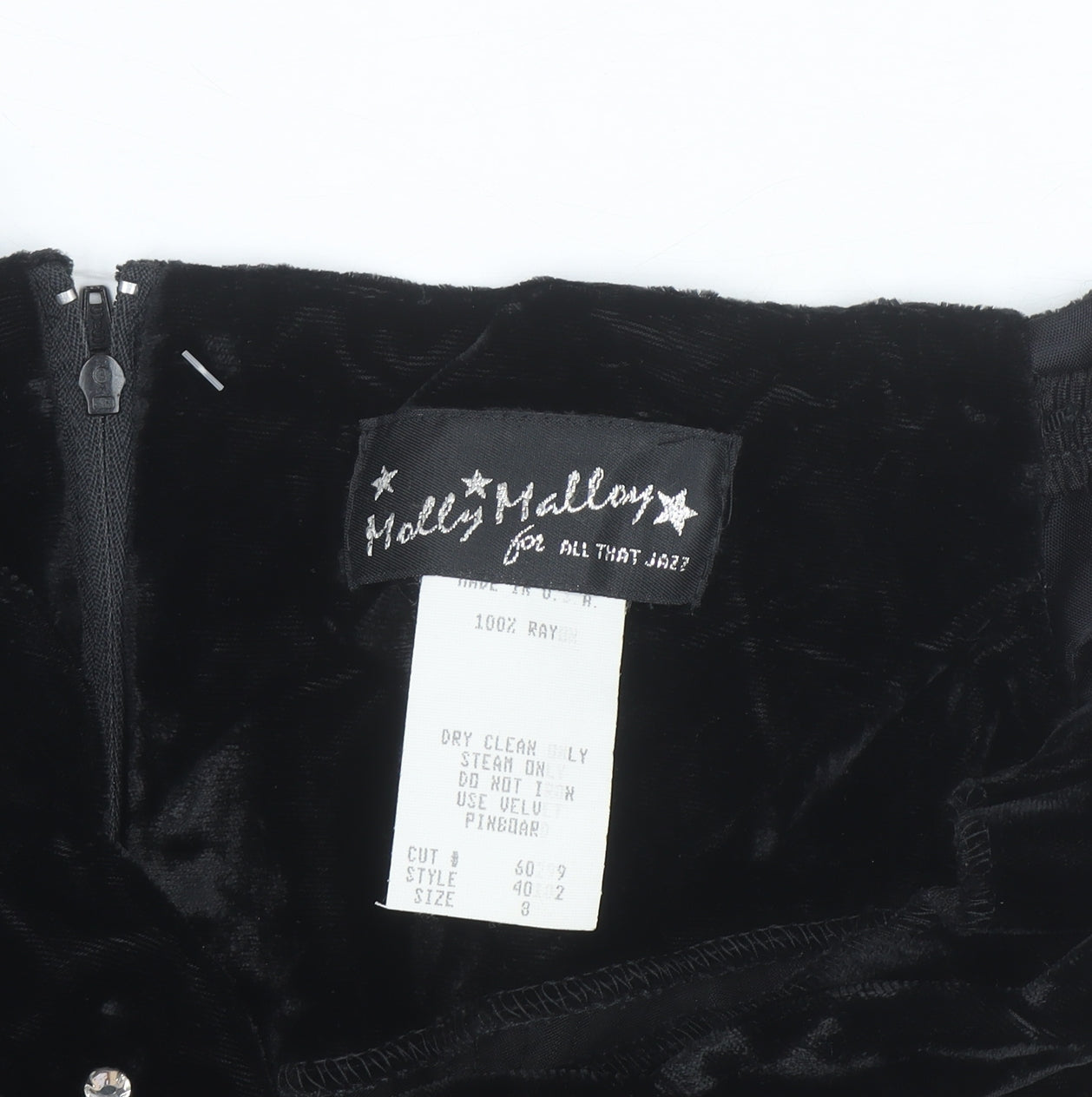 Molly Malloy Women’s Black Velvet Beaded Bodycon Party Dress Size 8