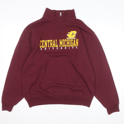 Jerzees Women’s Red Central Michigan 1/4 Zip Basic Fleece Jacket M